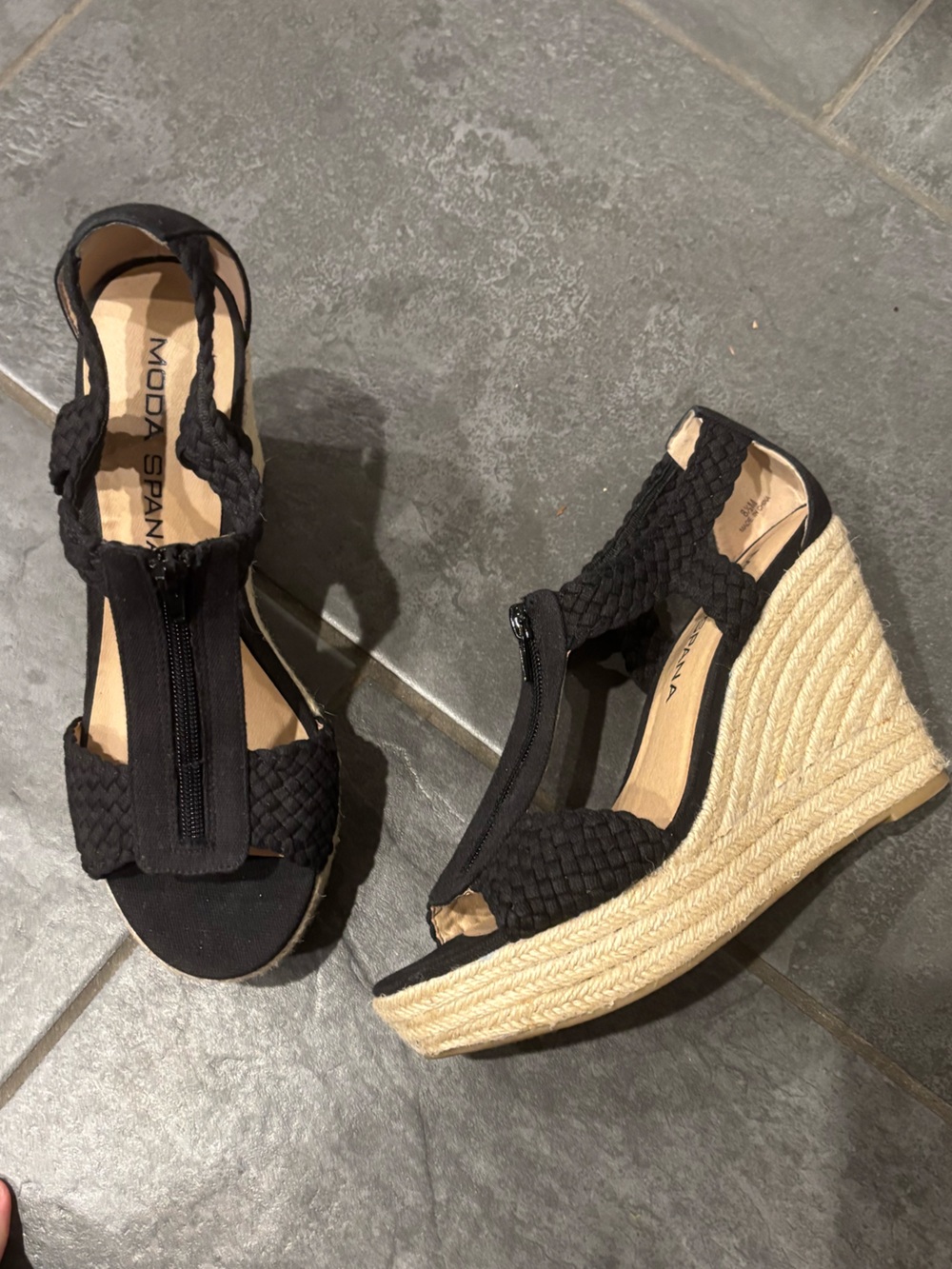 Moda Spana black espadrille wedges size 8.5